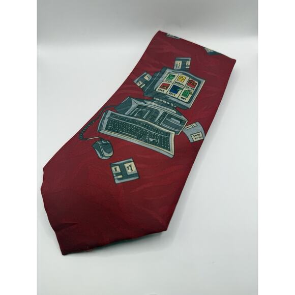 VTG Novelty 80s 90s Necktie Computers Floppy Disks Retro Computer Tech IT - Picture 2 of 4